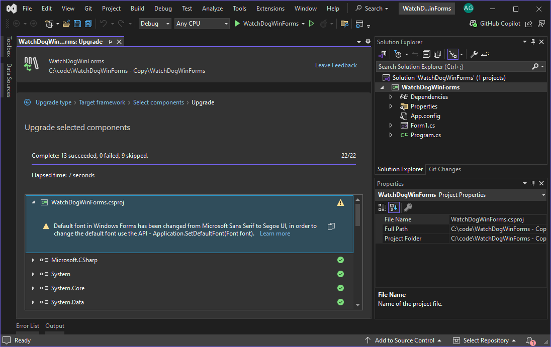.NET Upgrade Assistant UI Screenshot